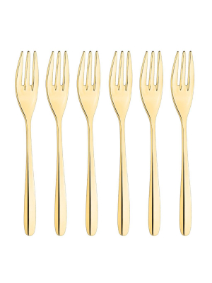 Inoxriv Novecento Gold 6-piece Dessert Fork Set