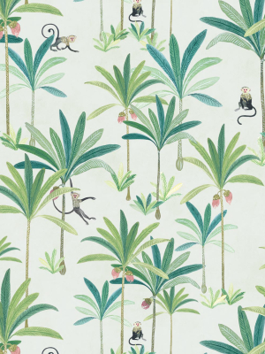 Monkey Palms Wallpaper In Cream By Bethany Linz For Milton & King