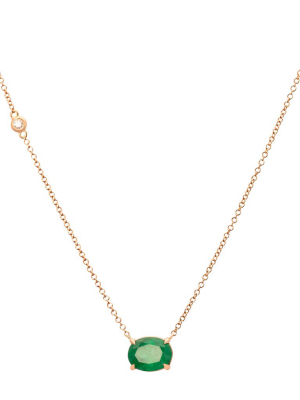 Oval Emerald Pendant Necklace - Rose Gold