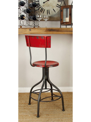 Metal Back Rest Barstool Red - Olivia & May