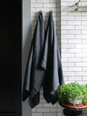 Dark Grey Big Waffle Towel And Blanket