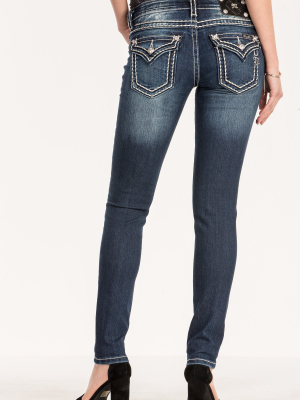 Loose Saddle Stitch Border Skinny Jeans