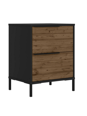 Wood And Metal Office Accent Storage Cabinet With 2 Drawers Brown/black - The Urban Port