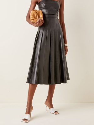 Gretchen Pleated Faux Leather Skirt