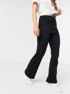 Lindex Rose Brushed Cotton Lounge Flare Sweatpants In Black