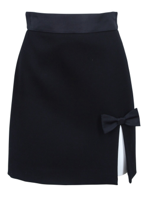 Miu Miu Bow-detailed Side-slit Mini Skirt