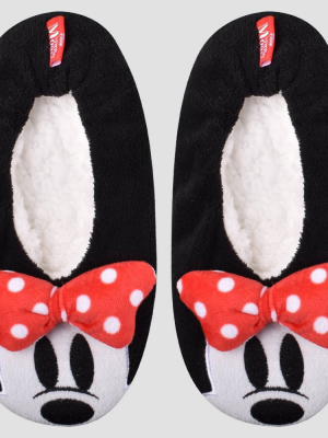 Women's Minnie Mouse Pull-on Slipper Socks - Black