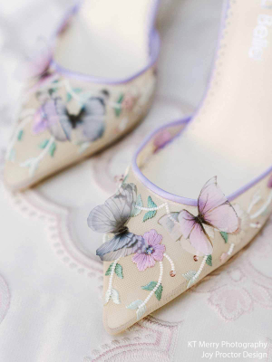 Lavender Butterfly Heels, Garden Party Shoes