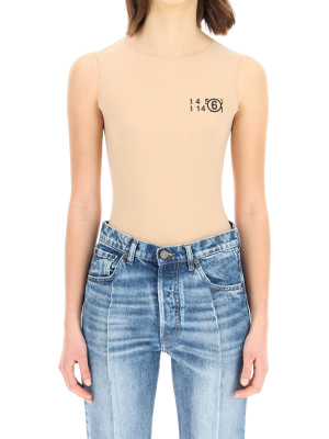 Mm6 Maison Margiela Logo Printed Sleeveless Bodysuit