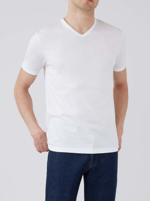 Sunspel Classic Cotton V Neck, White