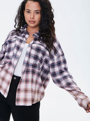 Plus Size Plaid Ombre Shirt