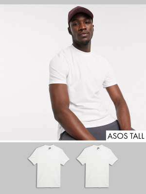 Asos Design Tall 2 Pack Organic T-shirt With Crew Neck