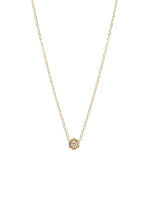 14k Gold Diamond Hexagon Necklace