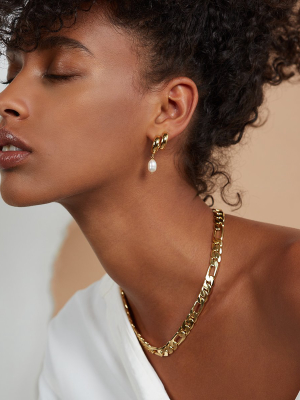 Pearl Stack Hoops In Gold