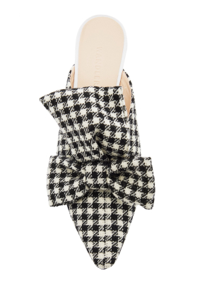 Lotte Bow-detailed Gingham Wool Mules