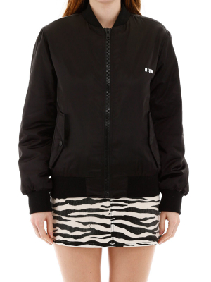 Msgm Logo Print Bomber Jacket