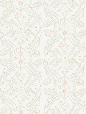 Salad Days Wallpaper In Straw, Cream, And Gloaming Neon Orange By Thatcher Studio