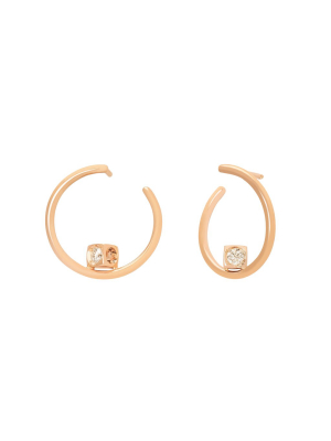 Le Cube Diamant Hoops - Rose Gold