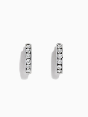 Effy Pave Classica 14k White Gold Diamond Hoop Earrings, 1.18 Tcw