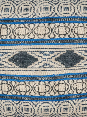 20"x20" Boho Rug Design Cotton Throw Pillow Cover Blue - Saro