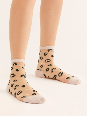 Leopard Print Sheer Socks