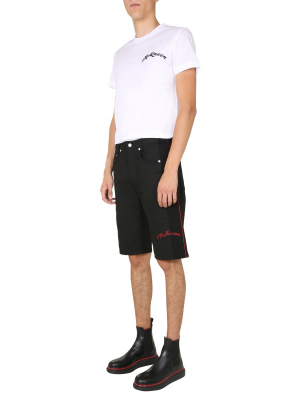 Alexander Mcqueen Logo Denim Shorts