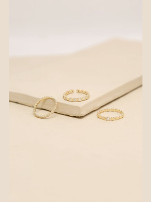 Small Bits Of Bling Crystal And 18k Gold Plated Ring Set