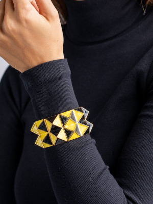 Black And Yellow Enamel Pyramid Bracelet