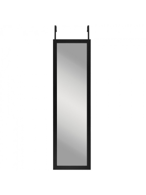 Americanflat Over The Door Full Length Floating Mirror In Black Durable Shatterproof Glass With Plastic Frame - 12" X 48"