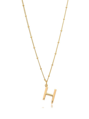 H Initial Necklace - Gold