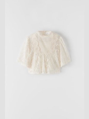 Embroidered Guipure Lace Blouse