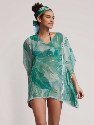 Tropic Palm Chiffon Caftan