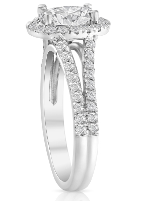 Pompeii3 1.75ct Diamond & Oval Moissanite Engagement Wedding Ring Set 14k White Gold