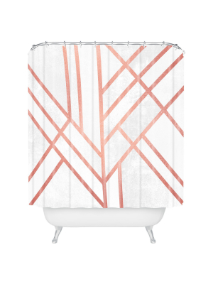 Stripe Shower Curtain Brass - Deny Designs