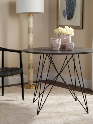 Marino Round End Table - Dark Gray & Black - Safavieh