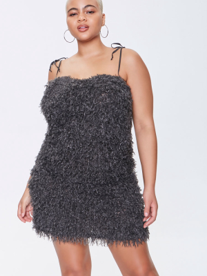 Plus Size Feathered Cami Mini Dress