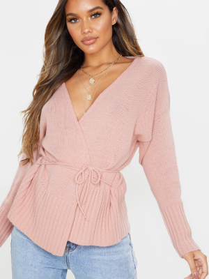 Blush Soft Oversized Wrap Tie Cardigan