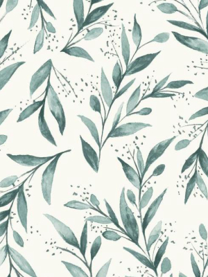 Olive Branch Peel & Stick Wallpaper In Teal By Joanna Gaines For York Wallcoverings