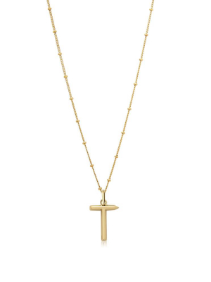T Initial Necklace - Gold