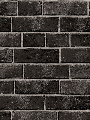 Brick Self-adhesive Wallpaper (single Roll) In Ebony By Tempaper