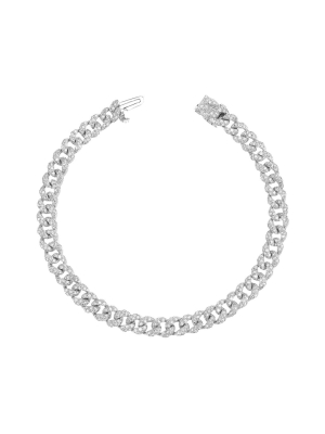 Mini Diamond Link Bracelet - White Gold