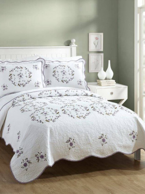 Modern Heirloom Gwen Quilt Set White/lavender