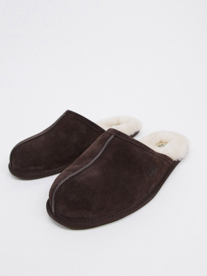 Ugg Scuff Slippers In Brown Suede
