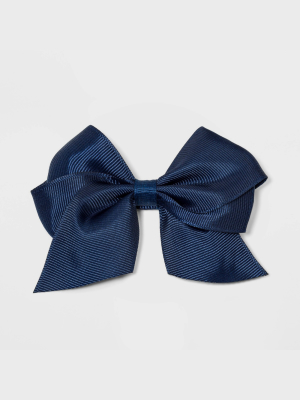 Girls' Solid Bow Hair Clip - Cat & Jack™ Navy