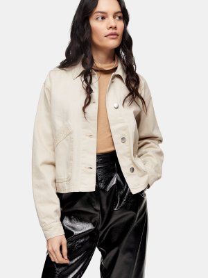 Considered Ecru Boxy Crop Shacket