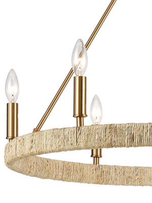 Abaca 6-light Chandelier In Satin Brass