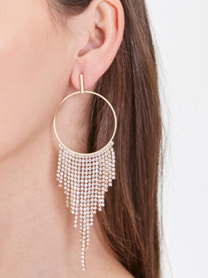 Rhinestone Hoop Drop Earrings