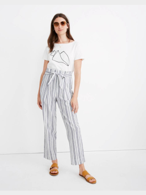 Linen-cotton Paperbag Pants In Dark Baltic Stripe