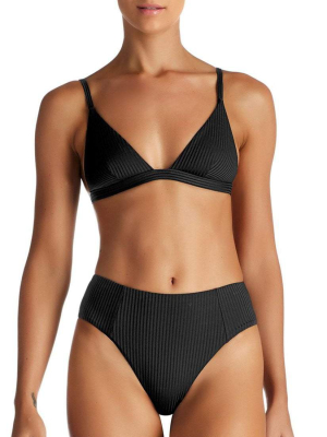 Vitamin A Ecorib Moss Triangle Bikini Top In Black