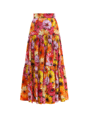 Dolce & Gabbana Gerbera Daisy Printed Maxi Skirt